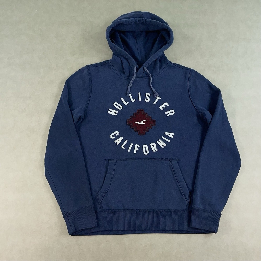 Vintage Y2K Hollister California Navy Blue Logo Hoodie Men's Small Pullover